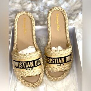 Christian Dior Raffia Dway Slide